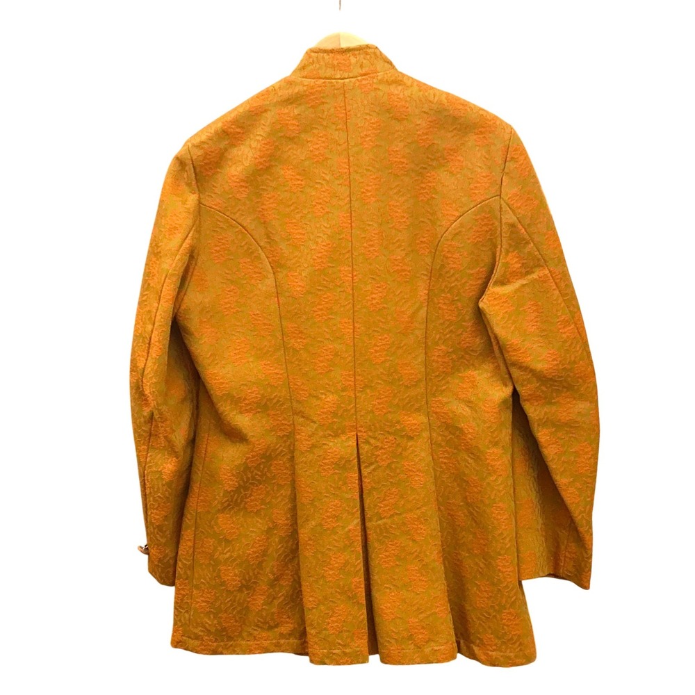 Vintage Gold Brocade Mandarin Collar Jacket Asian Inspired Mod Boho Retro - Picture 3 of 7